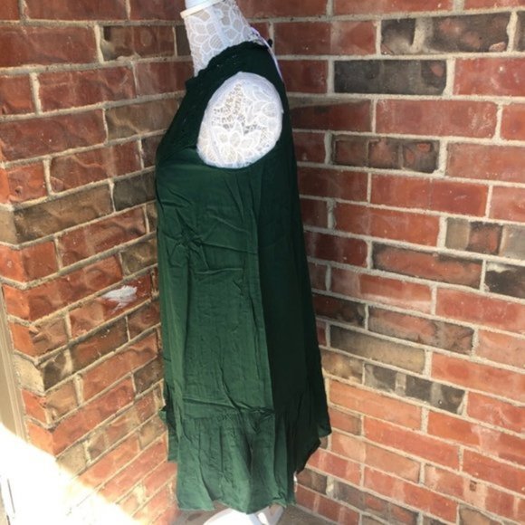 Davi & Dani Boho Laced Mock Neck Dress Green - Picture 6 of 9